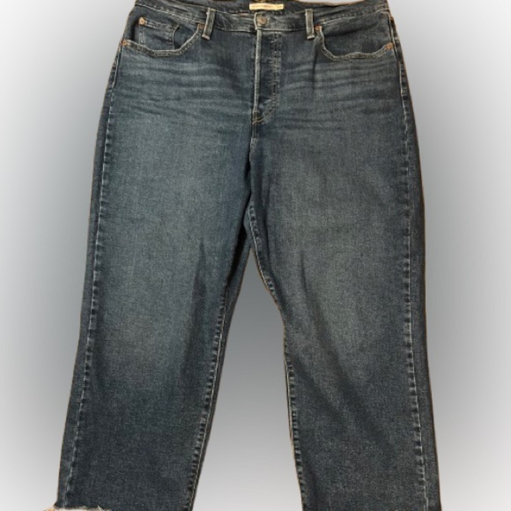 Levi’s Ribcage Straight Ankle Denim Blue Button Fly Jeans Size 16W